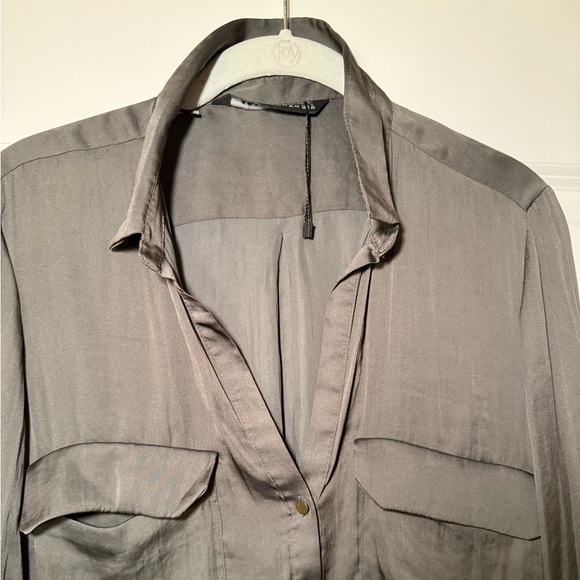 Zara Charcoal Blouse Women’s Size L - Picture 5 of 9